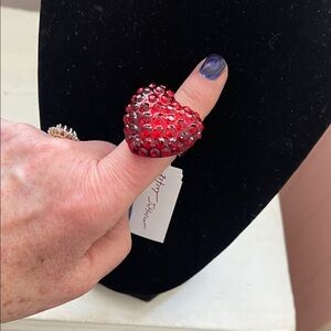 Betsey Johnson Red Crystal Heart Ring